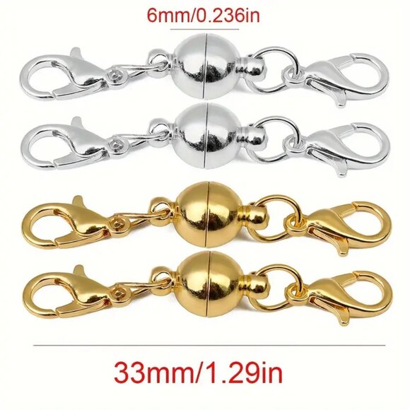 NEW 2pcs Round Shiny Alloy Magnetic Clasp Connectors Necklace/Bracelet - Picture 4 of 4